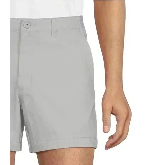 George Men's Soft Silver Flat Front Above the Knee Shorts NEW - Picture 1 of 6